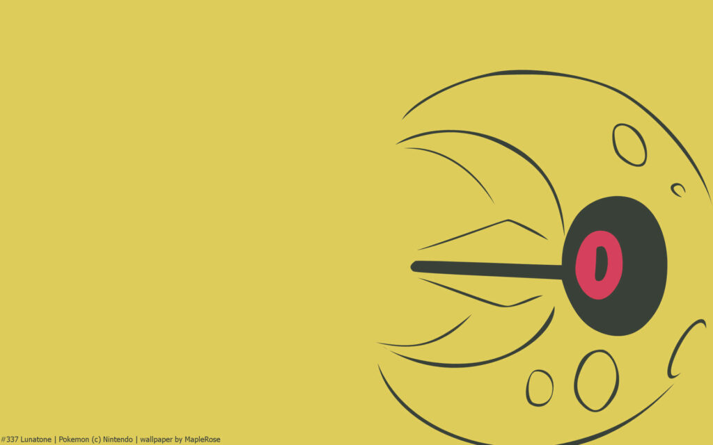 Minimalist Lunatone Pokémon Wallpaper on Vibrant Yellow Background