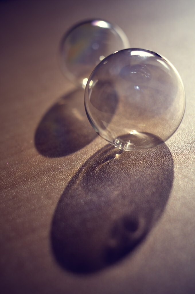 Minimalist Macro Wallpaper: Transparent Bubbles with Soft Shadows