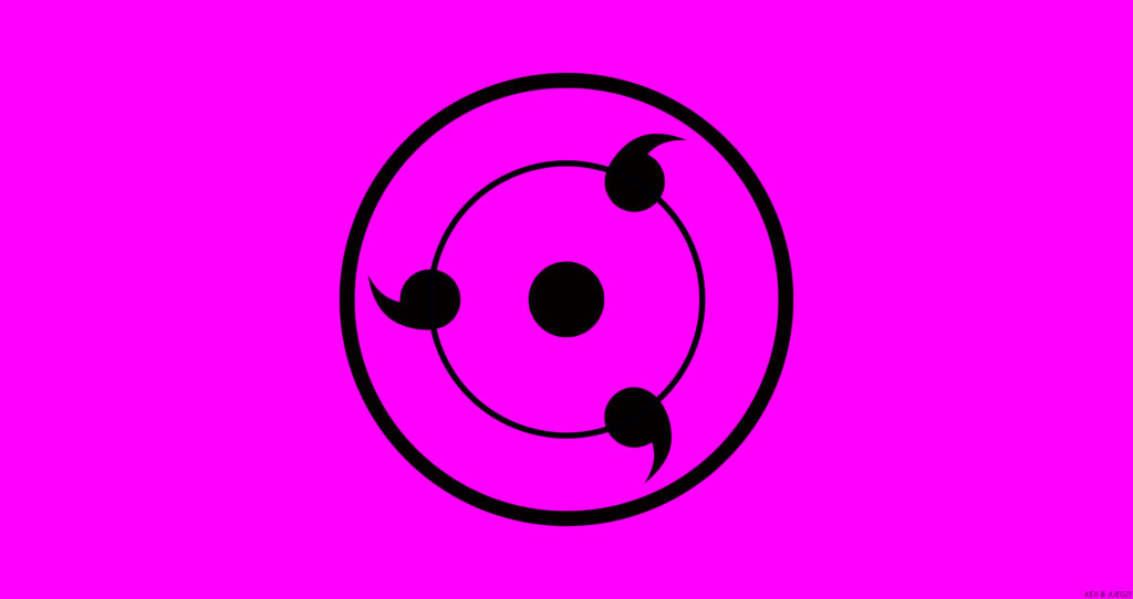 Bold Magenta Minimalist Wallpaper with Curved Black Symbol