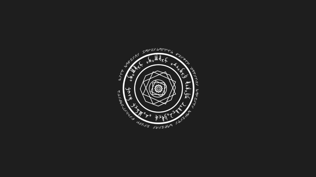 Minimalist Magic Circle Wallpaper with Runes on Dark Background