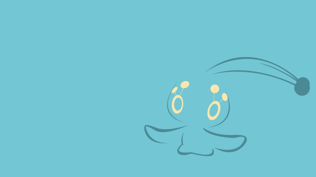 Minimalistic Manaphy Wallpaper on Light Blue Background