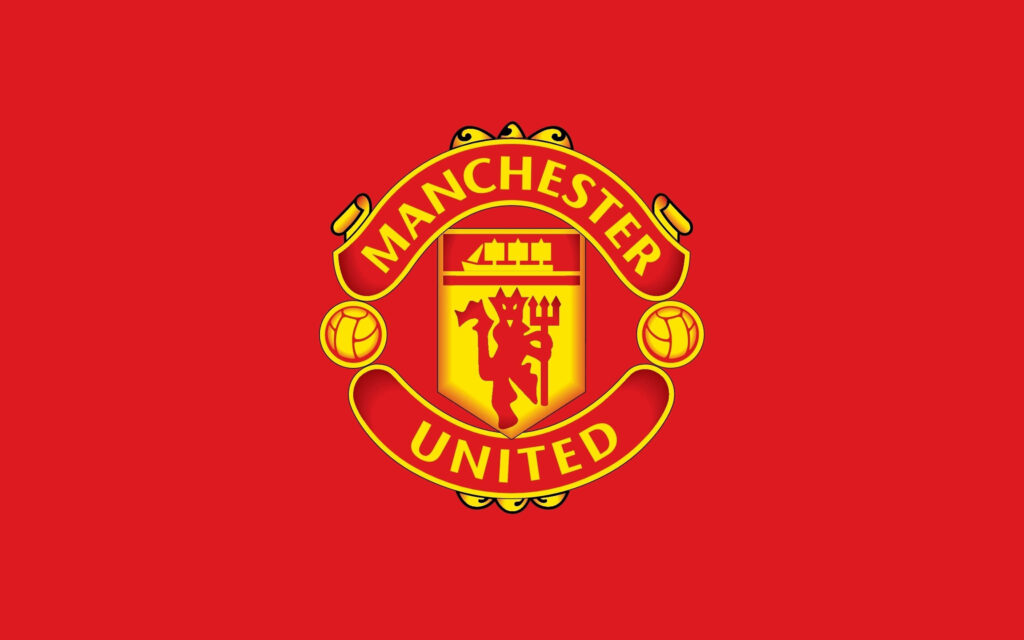 Manchester United logo minimalist wallpaper bold red background stylish football crest design