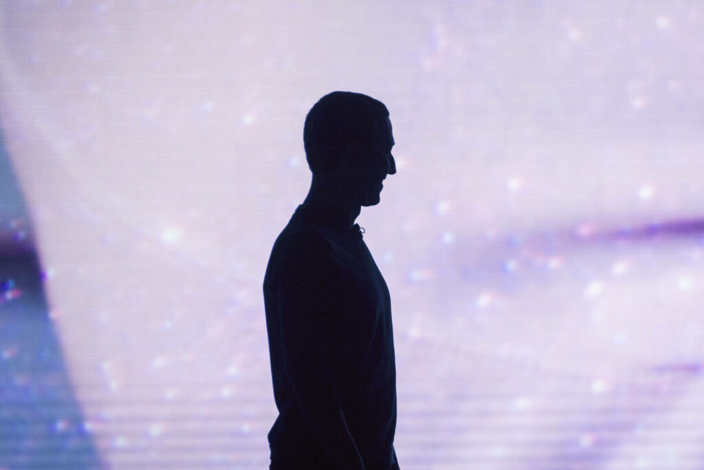 Minimalist Mark Zuckerberg Silhouette Wallpaper with Abstract Gradient