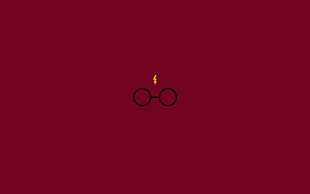 Maroon Minimalist Wallpaper: Eyeglasses & Lightning Bolt Design
