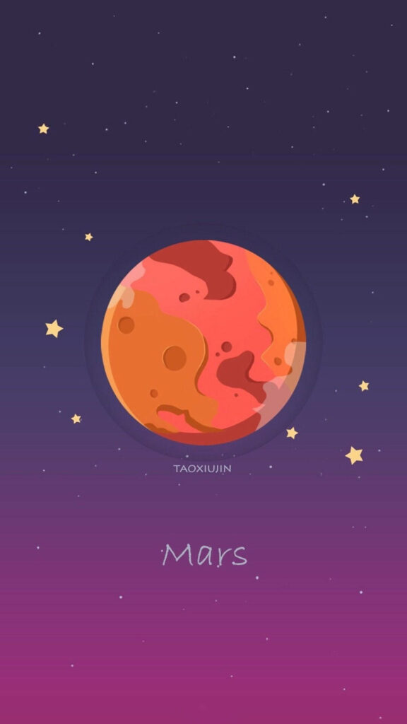 Minimalist Mars Wallpaper: Serene Starry Sky on Purple Gradient
