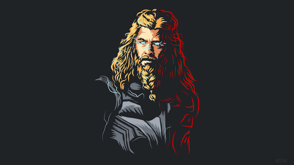 Minimalist Marvel Character Wallpaper: Bold Lines on Dark Background