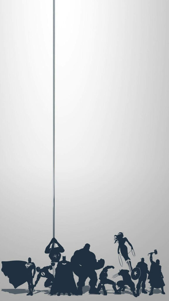 Minimalist Marvel Art Wallpaper for iPhone X: Iconic Superhero Silhouettes