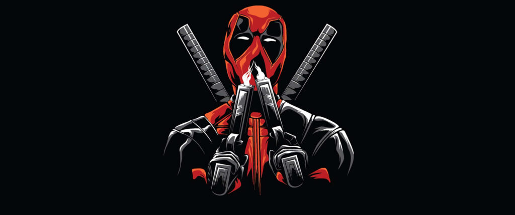 Minimalist Masked Character Wallpaper - Bold Red & Black Design