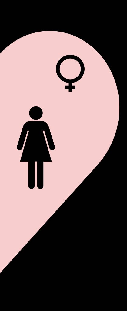 Minimalist matching wallpaper with black female icon and Venus symbol on soft pink heart