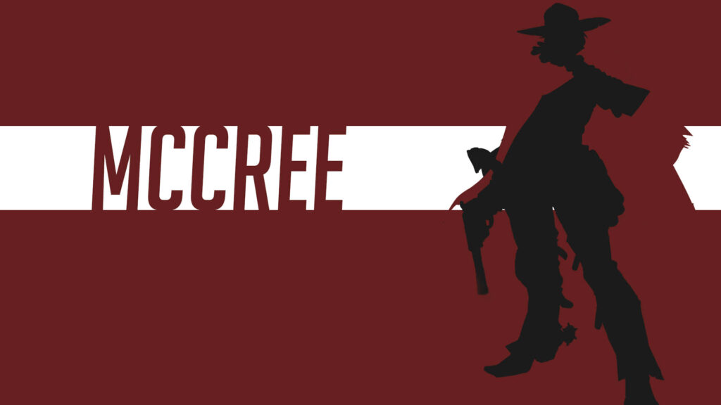 Minimalist McCree Wallpaper: Bold Red Silhouette Design