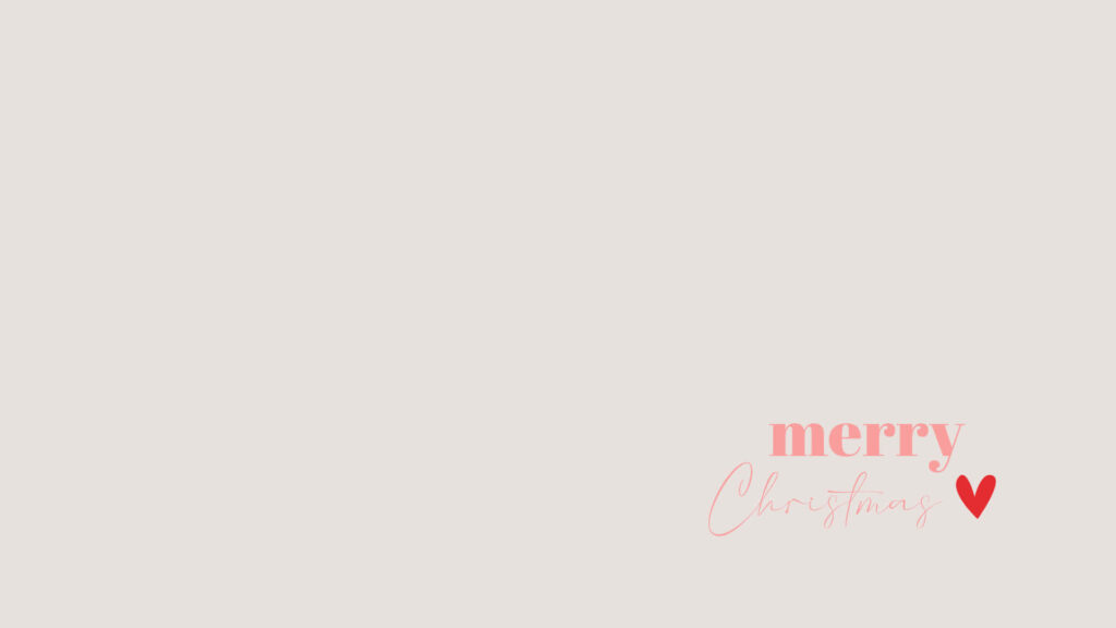 Minimalist Merry Christmas Wallpaper: Pink Script & Red Heart