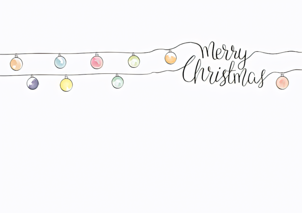 Minimalist Merry Christmas Wallpaper with Hand-Drawn Colorful Lights