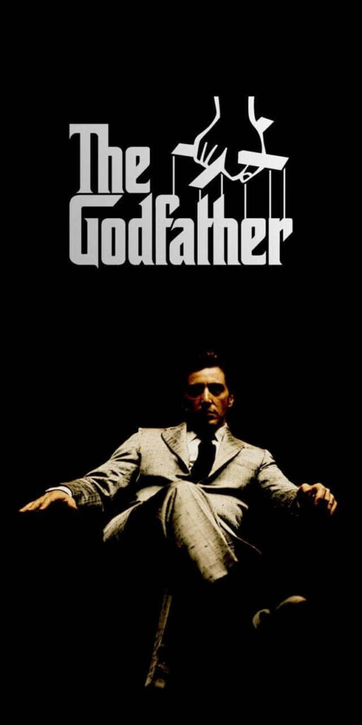 Minimalist Michael Corleone Wallpaper with The Godfather Logo Design
