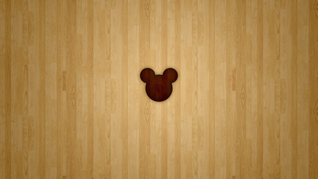 Minimalist Mickey Mouse Wallpaper with Wood Texture - 1920x1080 HD