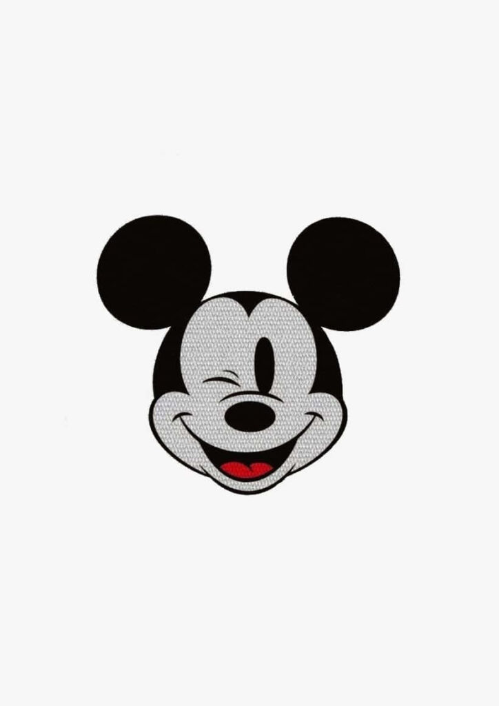 Minimalist Mickey Mouse Winking Wallpaper on White Background