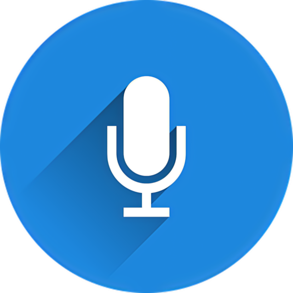 Minimalist Microphone Icon Wallpaper on Blue Circular Background