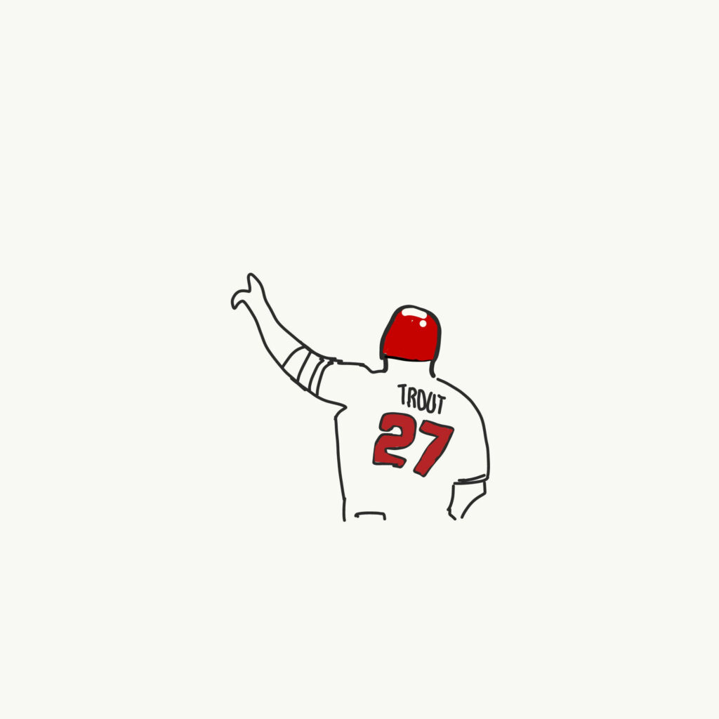 Minimalist Mike Trout Wallpaper: Iconic 27 Jersey Illustration