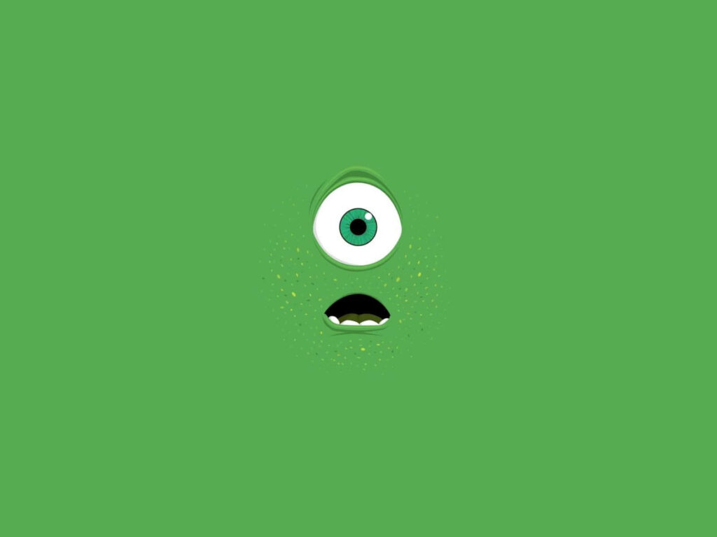 Mike Wazowski Minimalist Wallpaper: Iconic Eye on Green Background