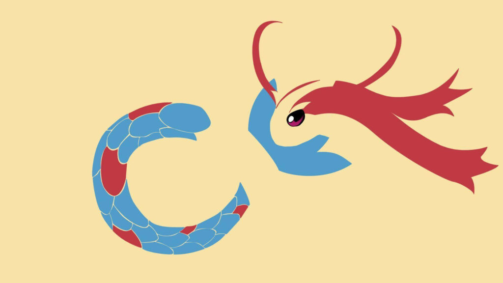 Minimalist Milotic Outline Wallpaper on Yellow Background