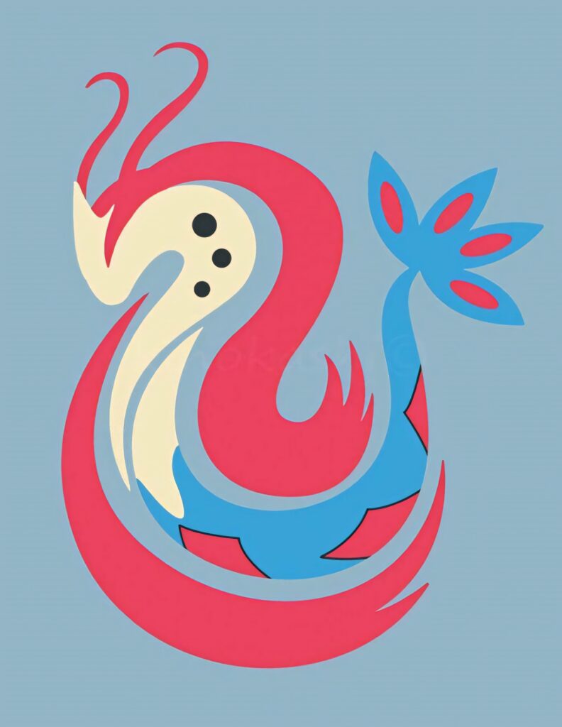 Minimalist Milotic Wallpaper: Serene Abstract Design in Vibrant Colors