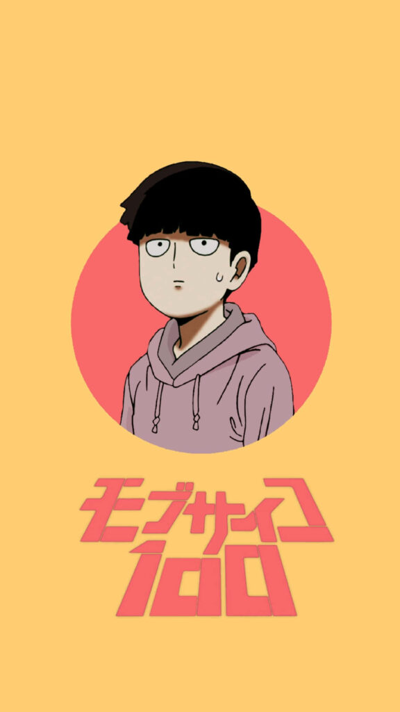 Minimalist Mob Psycho 100 Wallpaper: Calm Mob on Yellow Background