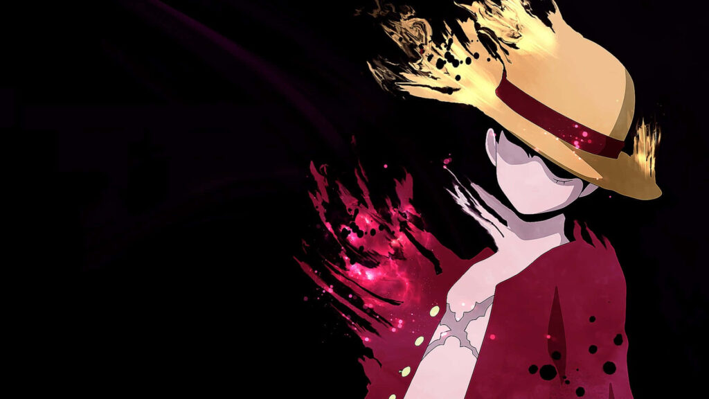Minimalist Monkey D. Luffy Wallpaper: Abstract Red & Yellow Design