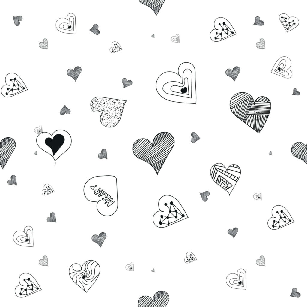 Elegant Minimalist Monochrome Heart Designs Wallpaper Background