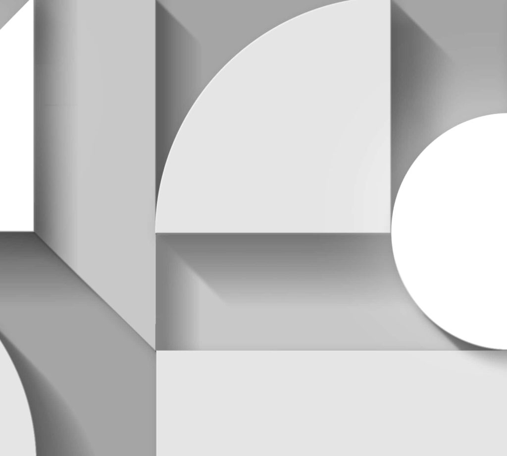 Minimalist Zoom background with white and grey geometric shapes and subtle 3D shadows Wallpaper