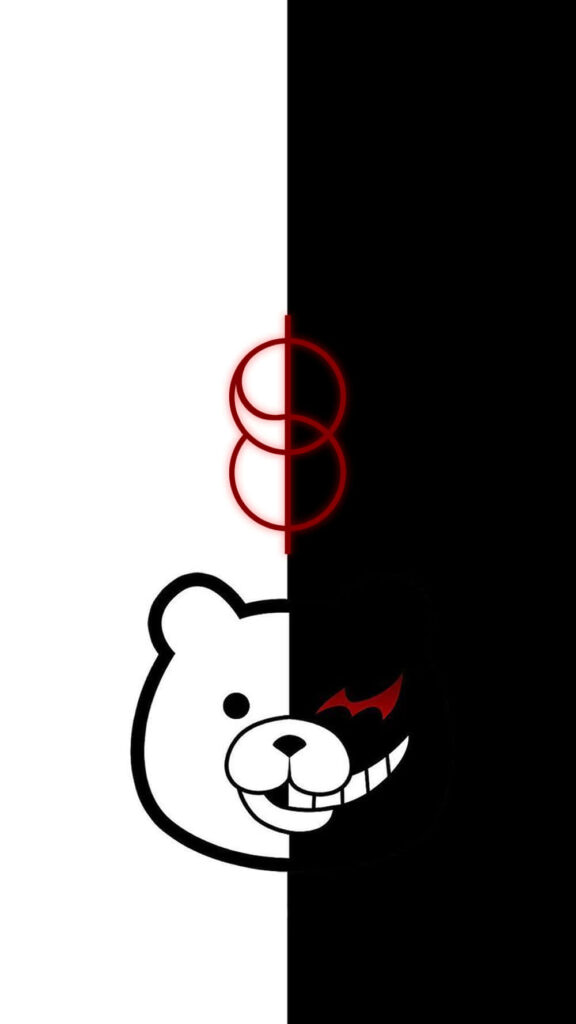 Monokuma Minimalist Wallpaper: Duality of Chaos & Order