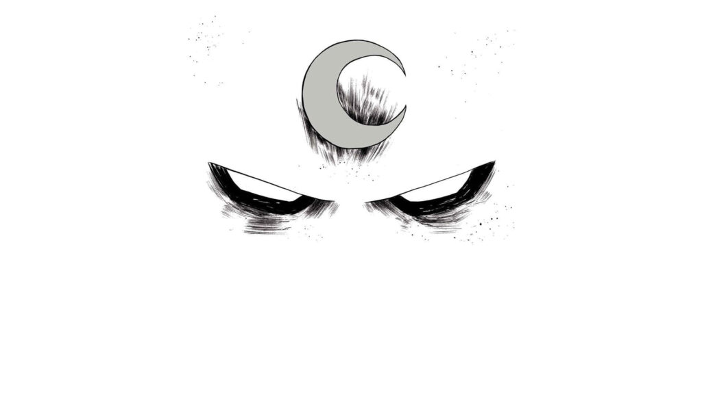 Minimalist Moon Knight Wallpaper: Edgy Design with Crescent Moon