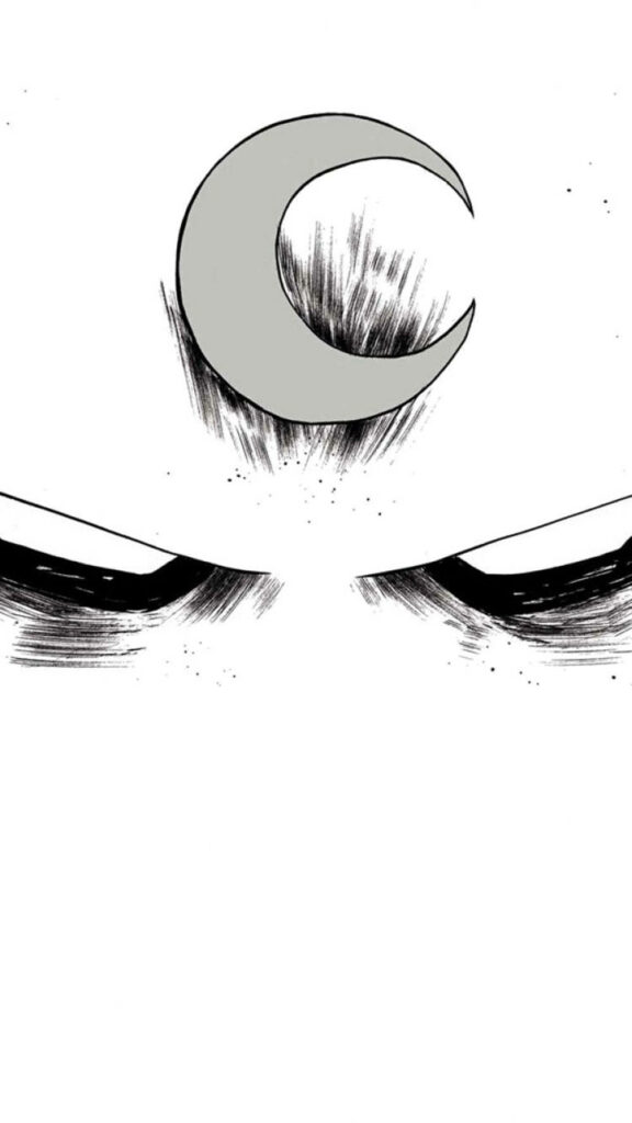 Minimalist Moon Knight Wallpaper: Fierce Icon on White Background