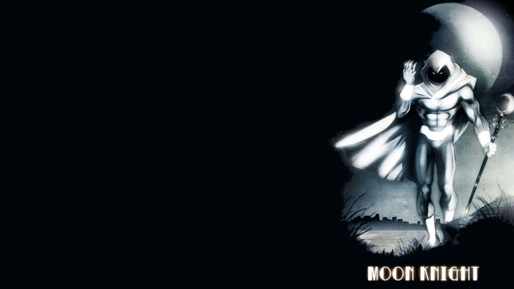 Heroic Moon Knight Wallpaper with Minimalist Design & Monochrome Art