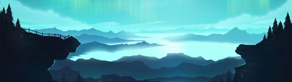 Serene Minimalist Mountain Wallpaper for a Peaceful Dual Monitor Setup