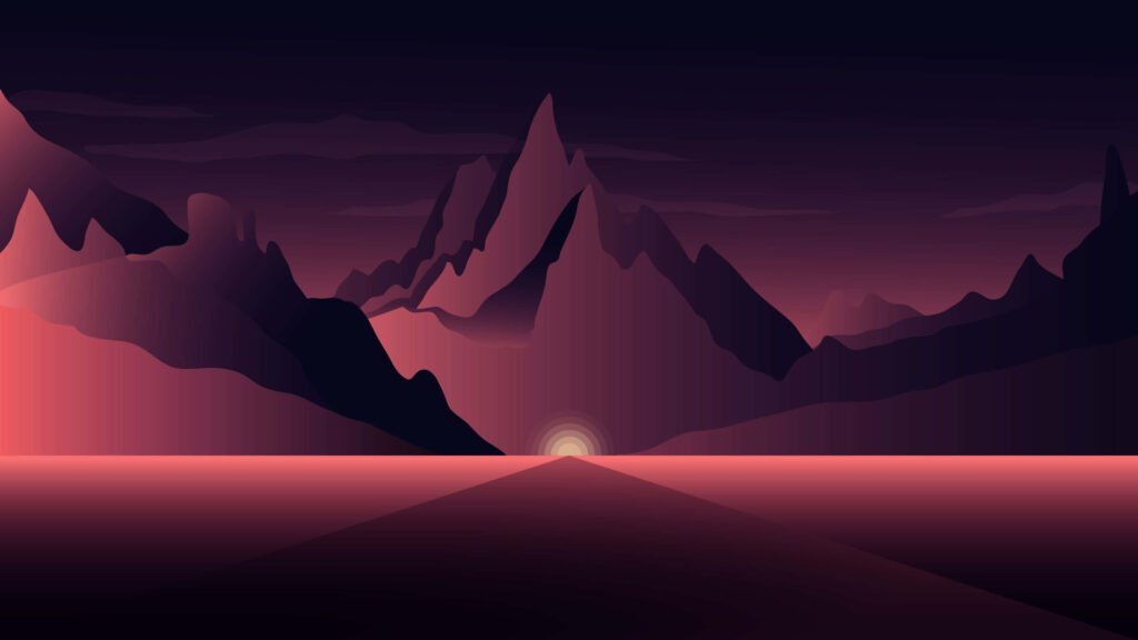 Minimalist Mountain Wallpaper: Jagged Peaks Under Twilight Sky