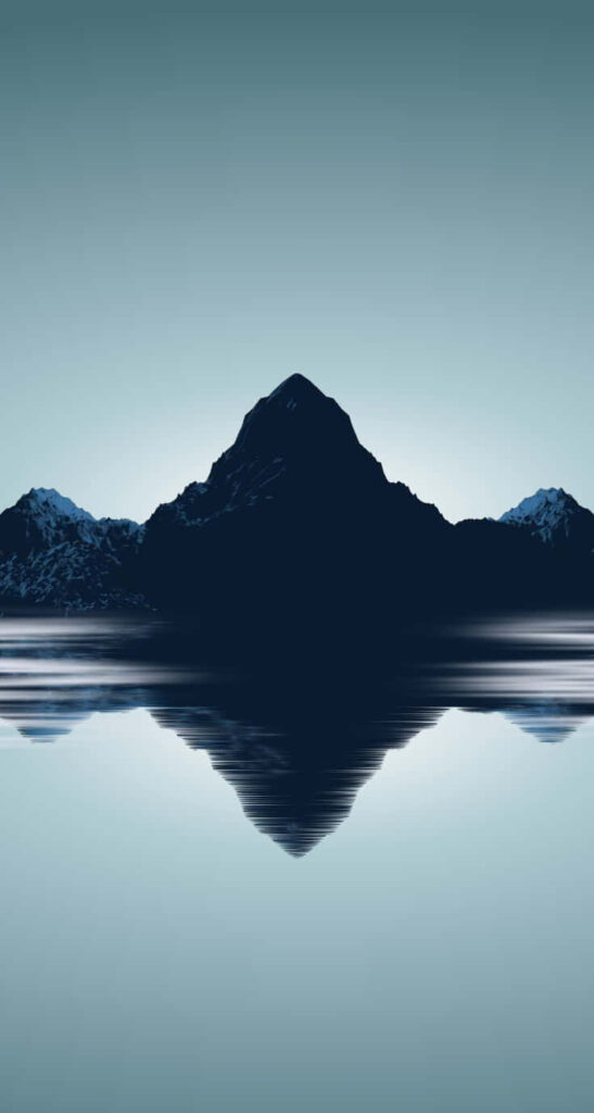 Serene Minimalist Mountain Wallpaper with Mirrored Reflection