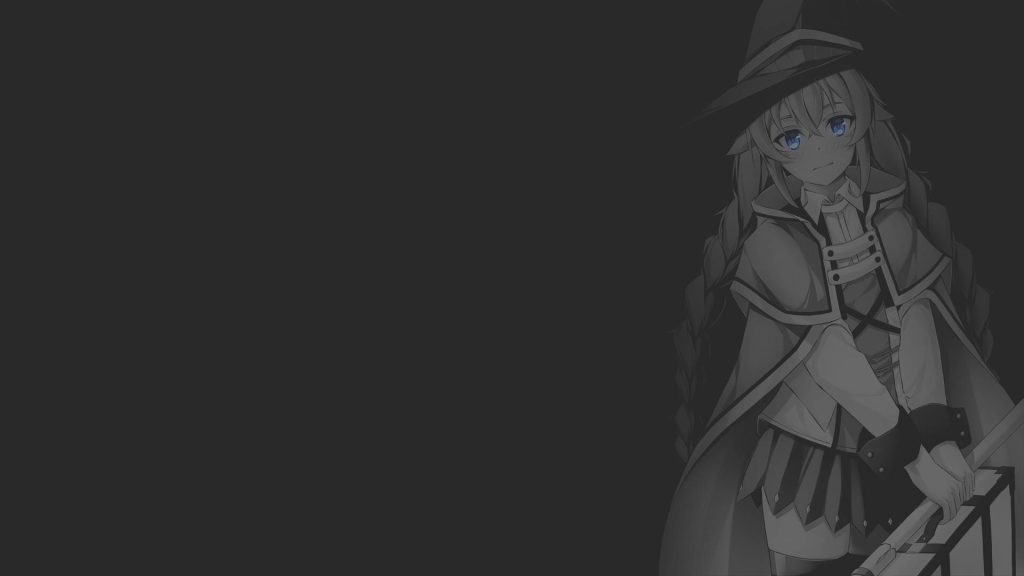 Minimalist Mushoku Tensei wallpaper of Roxy Migurdia grayscale art with bright blue eyes and space