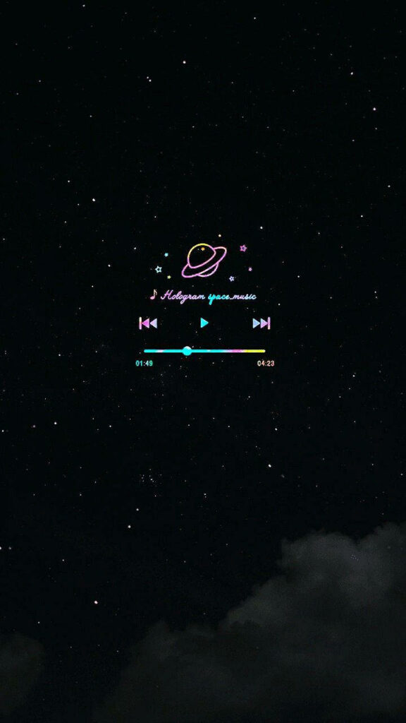 Minimalist Music Player Wallpaper: Starry Night with Neon Accents
