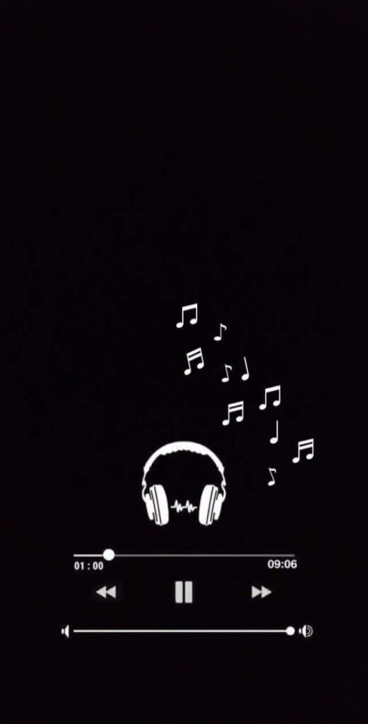 Minimalist Music Player Wallpaper with Floating Notes and Headphones