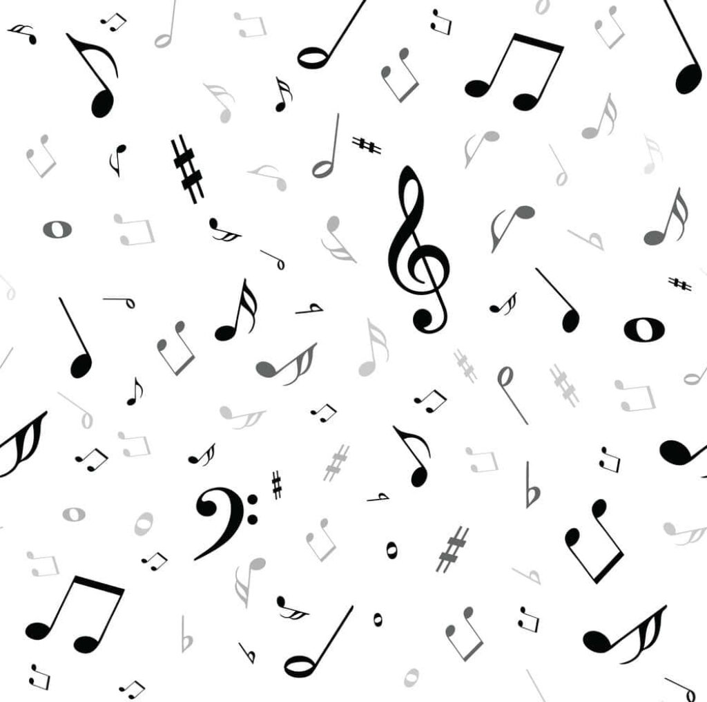 Minimalist Black Music Symbols Wallpaper for Music Lovers