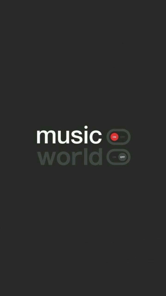 Minimalist Music Wallpaper: ON/OFF Switch Design on Dark Background