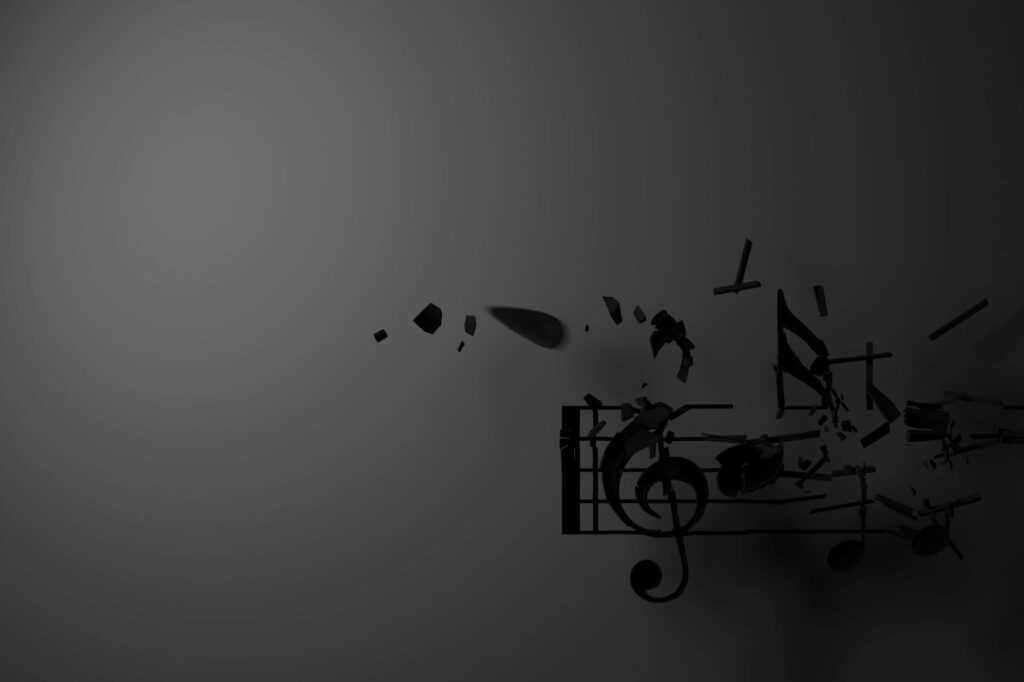 Minimalist Wallpaper: Musical Notes on Dark Background