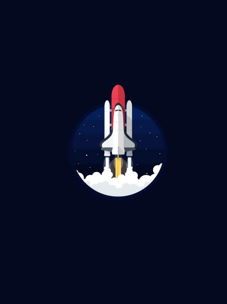 Minimalist NASA Space Shuttle Wallpaper Against Starry Background