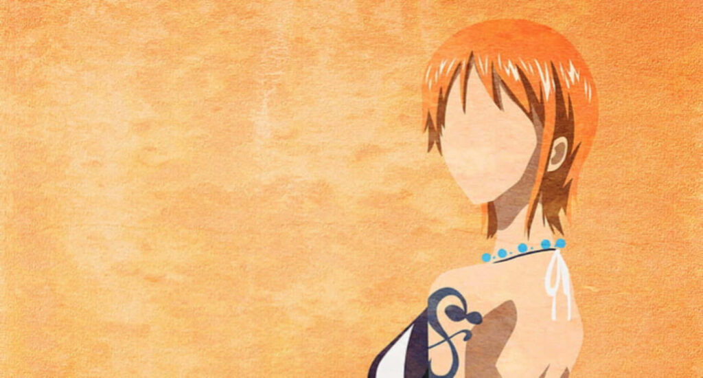 Minimalist Nami Wallpaper: Vector Art on Orange Background