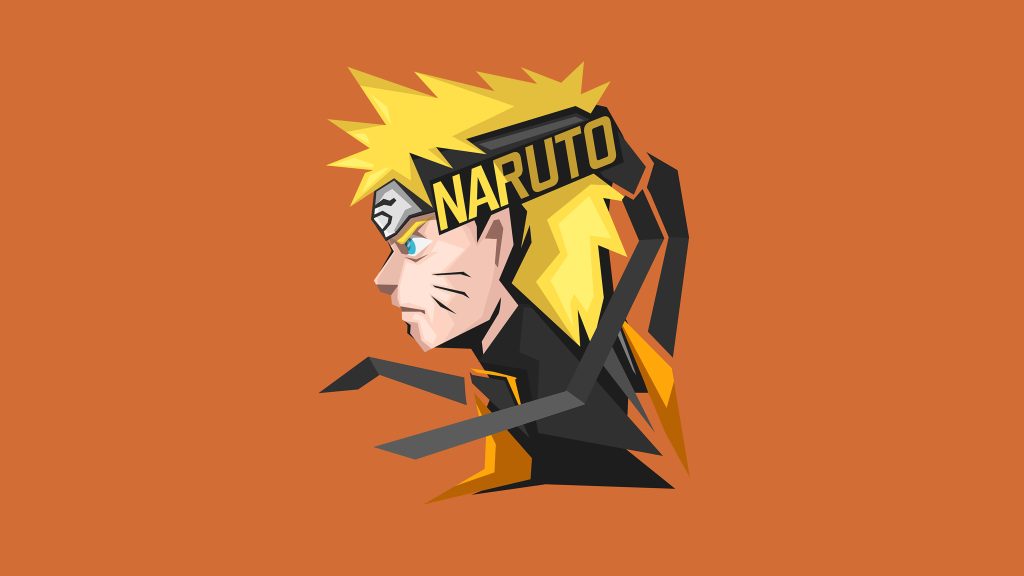 Naruto Uzumaki geometric vector wallpaper with bold orange background minimalist anime art