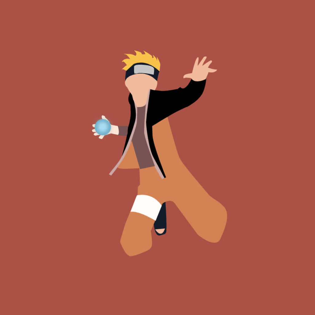 Minimalist Naruto Wallpaper: Uzumaki with Rasengan on Rust Background