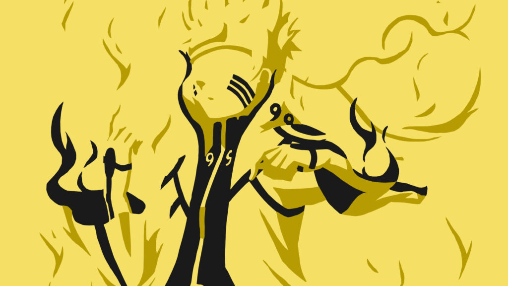 Minimalist Naruto Wallpaper: Abstract Yellow Design with Character