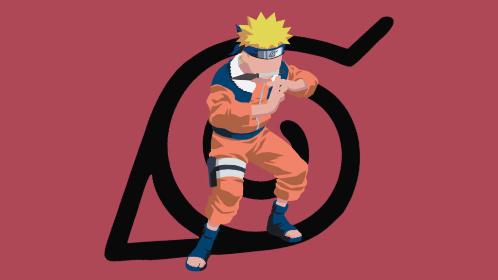 Minimalist Naruto Wallpaper: Iconic Character & Konoha Symbol Design