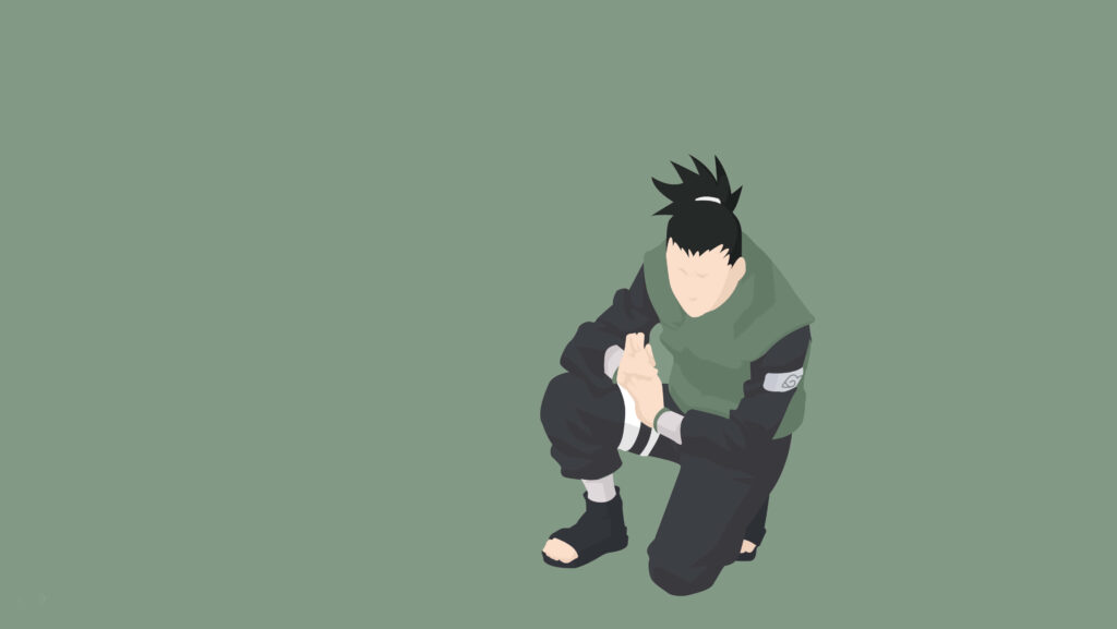 Minimalist Naruto Character Wallpaper on Muted Green Background