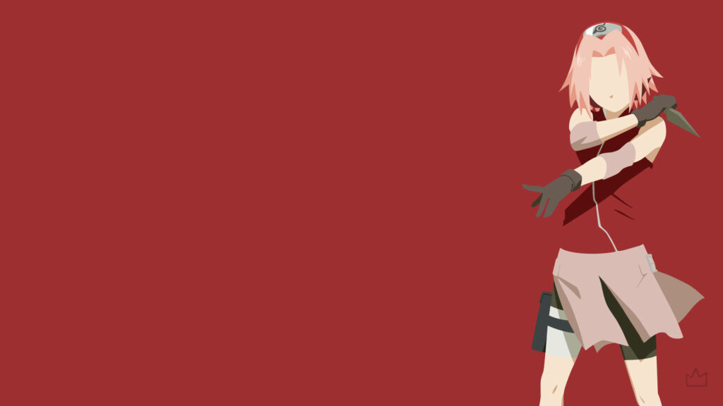 Minimalist Sakura Haruno Wallpaper: Striking Naruto Vector Art