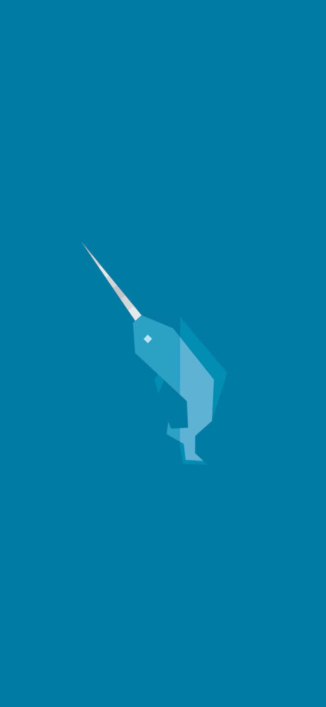Minimalist Narwhal Wall Art: Geometric Design on Teal Background Wallpaper